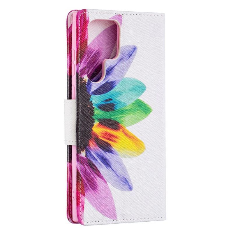 Flip Cover Samsung Galaxy S21 Ultra 5G Akvarelblomst