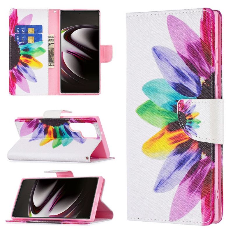 Flip Cover Samsung Galaxy S21 Ultra 5G Akvarelblomst