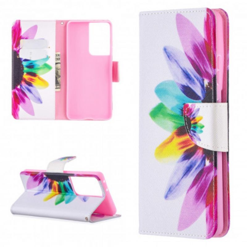 Flip Cover Samsung Galaxy S21 Ultra 5G Akvarelblomst