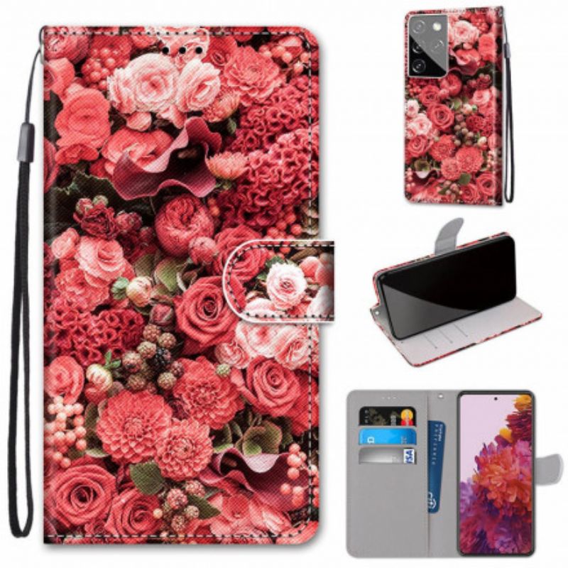 Flip Cover Samsung Galaxy S21 Ultra 5G Blomsterromantik