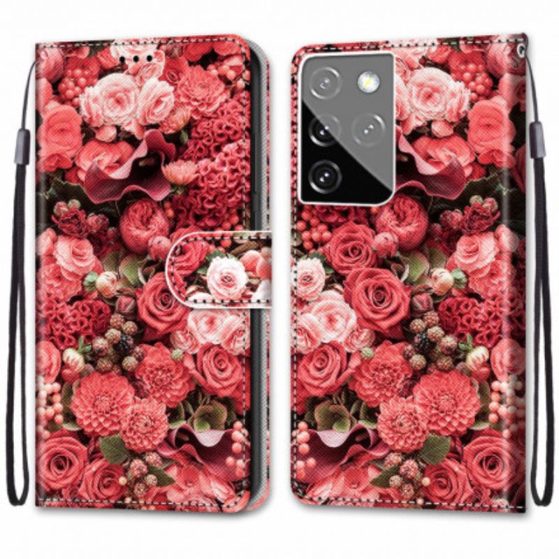 Flip Cover Samsung Galaxy S21 Ultra 5G Blomsterromantik