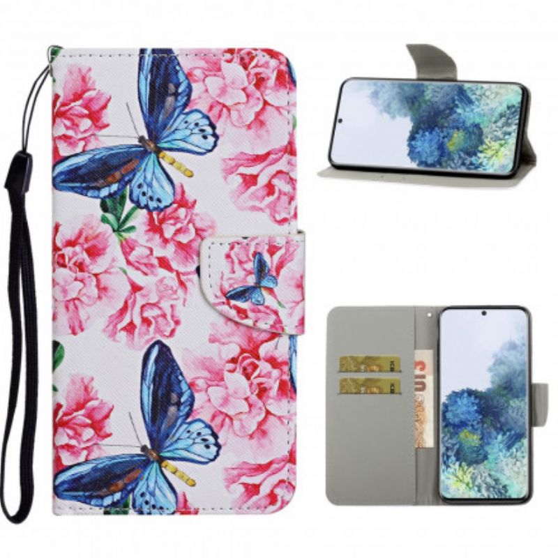 Flip Cover Samsung Galaxy S21 Ultra 5G Blomstersommerfugle-rem