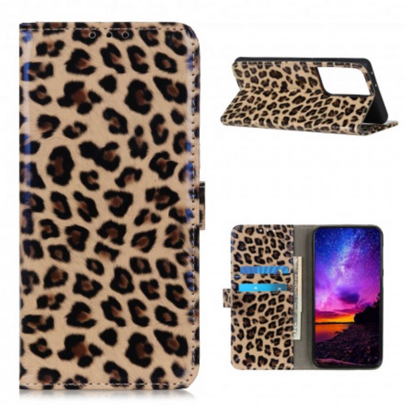 Flip Cover Samsung Galaxy S21 Ultra 5G Enkelt Leopard