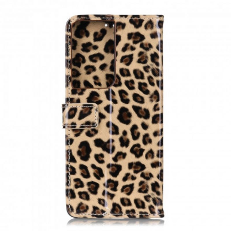 Flip Cover Samsung Galaxy S21 Ultra 5G Enkelt Leopard