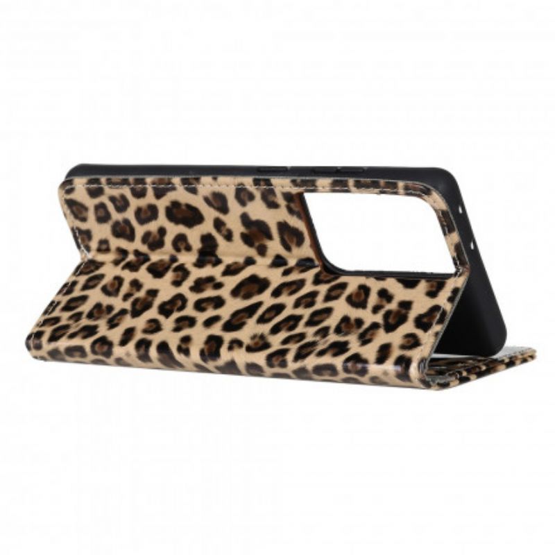 Flip Cover Samsung Galaxy S21 Ultra 5G Enkelt Leopard