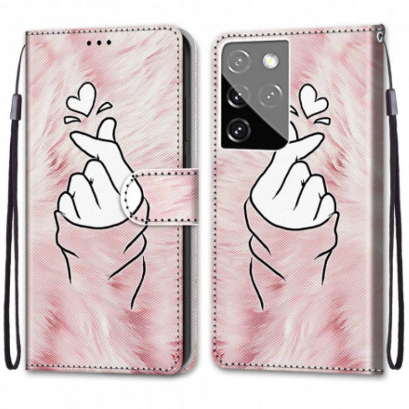 Flip Cover Samsung Galaxy S21 Ultra 5G Fingerhjerte