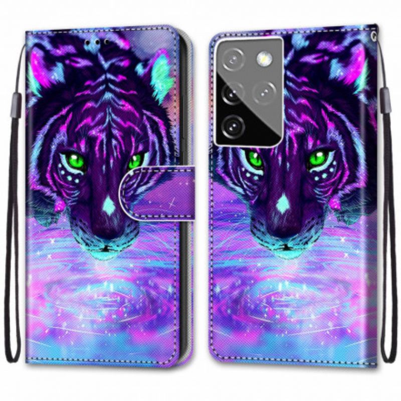 Flip Cover Samsung Galaxy S21 Ultra 5G Magisk Feline