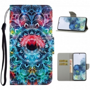 Flip Cover Samsung Galaxy S21 Ultra 5G Med Snor Flashy Strappy Mandala