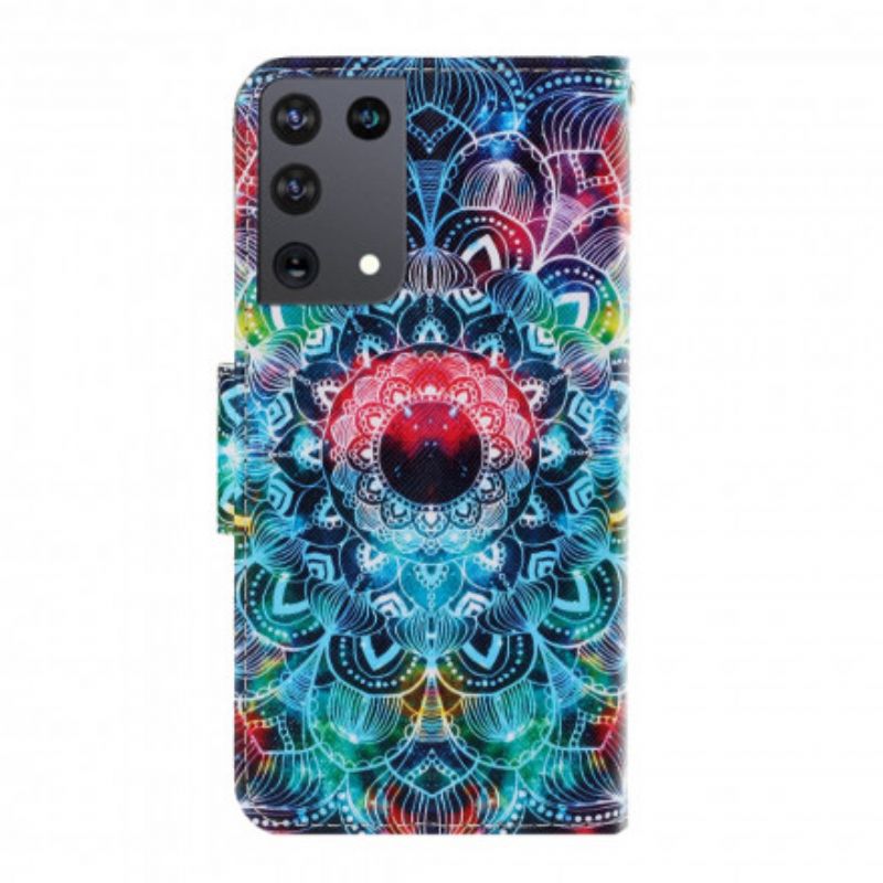 Flip Cover Samsung Galaxy S21 Ultra 5G Med Snor Flashy Strappy Mandala