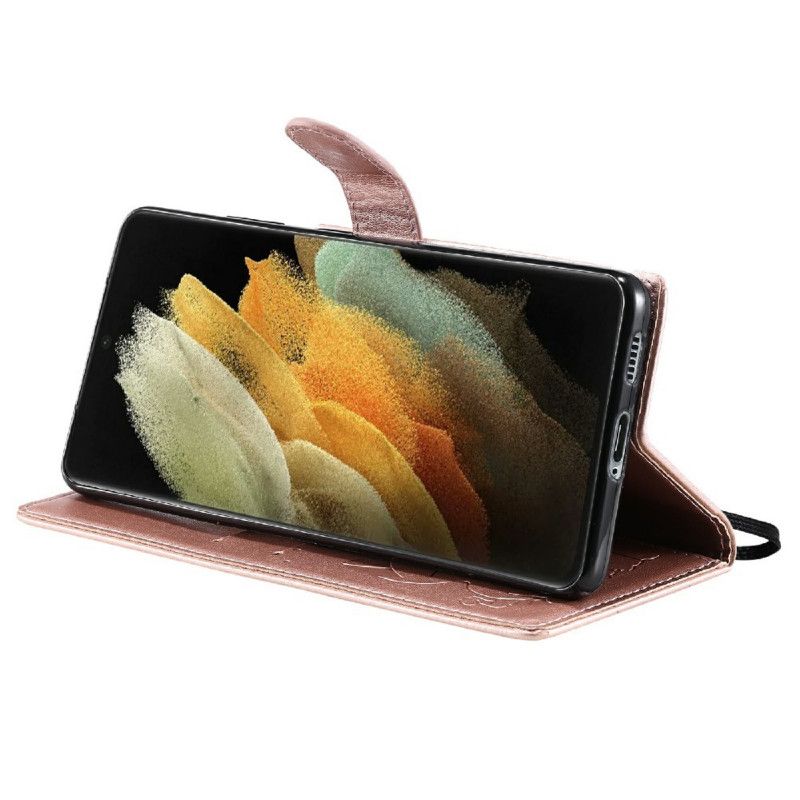 Flip Cover Samsung Galaxy S21 Ultra 5G Med Snor Kat Og Bi Med Rem