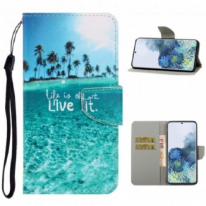 Flip Cover Samsung Galaxy S21 Ultra 5G Med Snor Lev Det Strappy