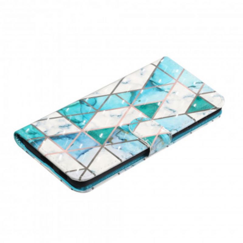 Flip Cover Samsung Galaxy S21 Ultra 5G Med Snor Marmorlysstrimmelpletter