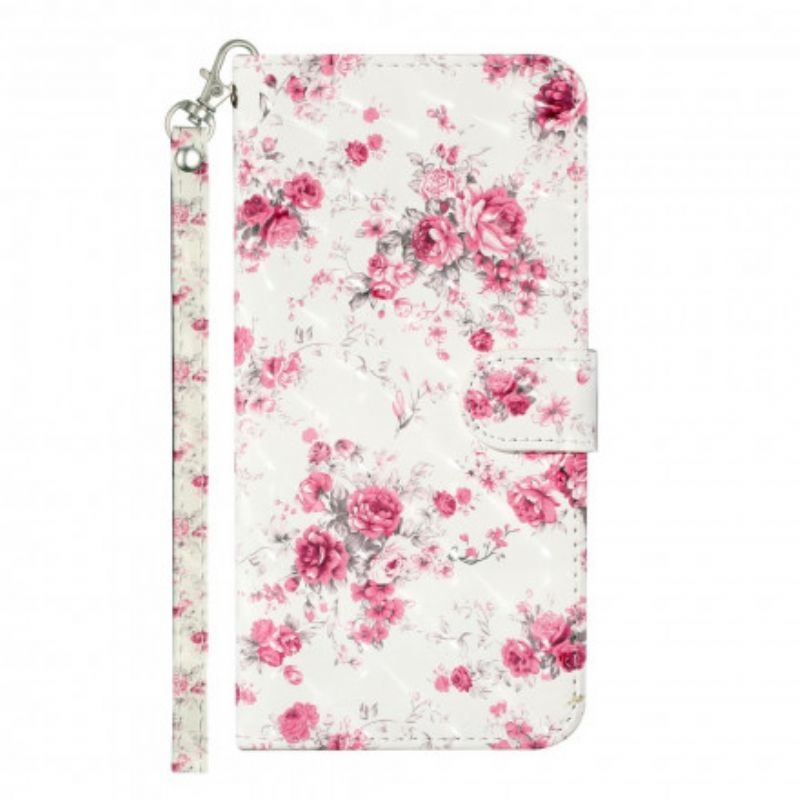 Flip Cover Samsung Galaxy S21 Ultra 5G Med Snor Strop Lys Spot Blomster