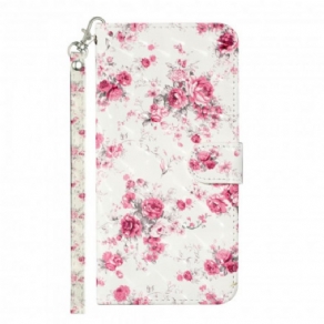 Flip Cover Samsung Galaxy S21 Ultra 5G Med Snor Strop Lys Spot Blomster