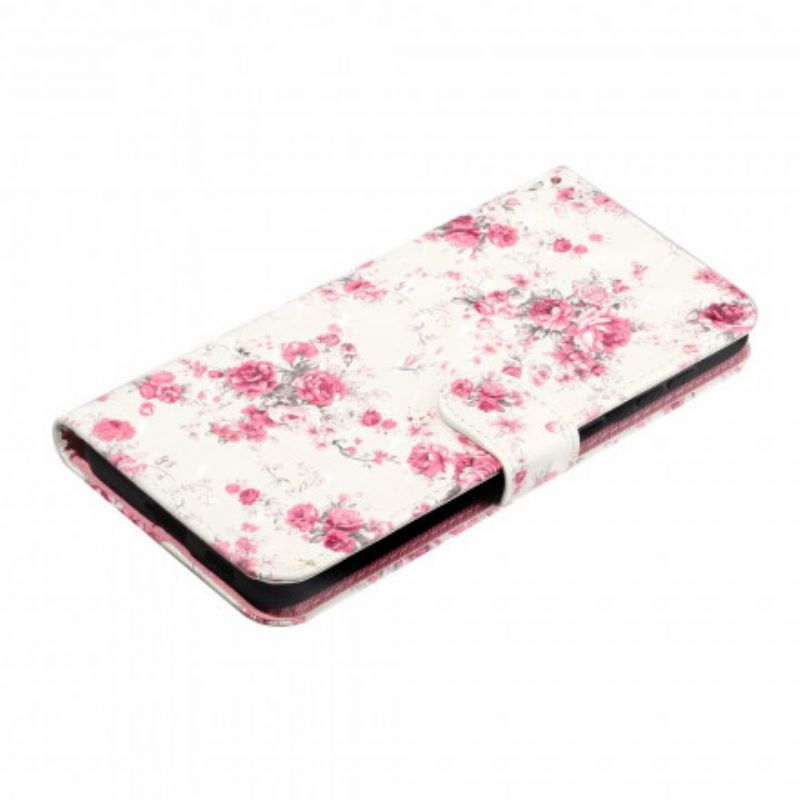 Flip Cover Samsung Galaxy S21 Ultra 5G Med Snor Strop Lys Spot Blomster