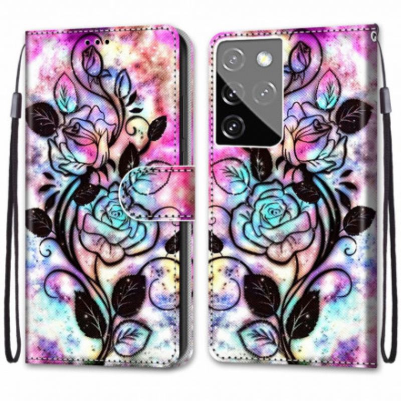 Flip Cover Samsung Galaxy S21 Ultra 5G Neonblomster