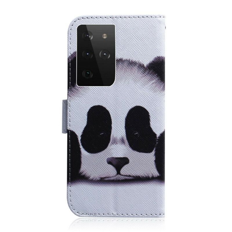 Flip Cover Samsung Galaxy S21 Ultra 5G Panda Ansigt