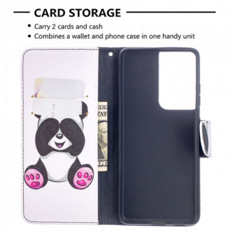 Flip Cover Samsung Galaxy S21 Ultra 5G Panda Sjov