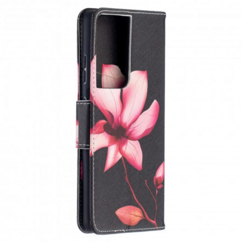 Flip Cover Samsung Galaxy S21 Ultra 5G Pink Blomst