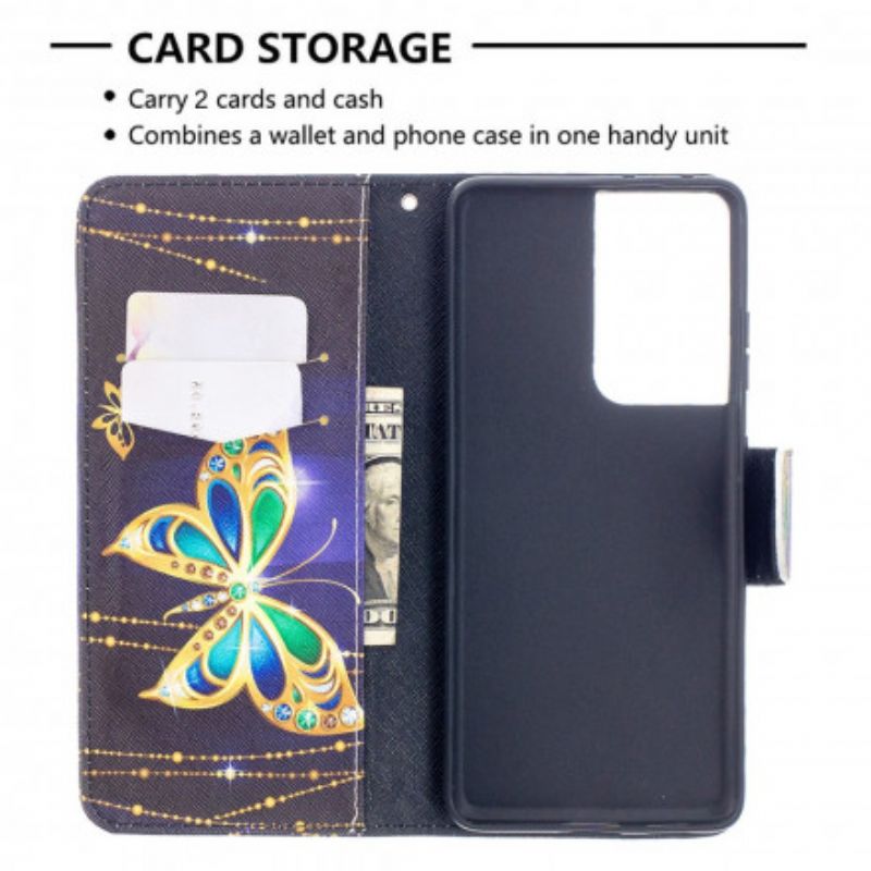 Flip Cover Samsung Galaxy S21 Ultra 5G Sommerfuglekonger