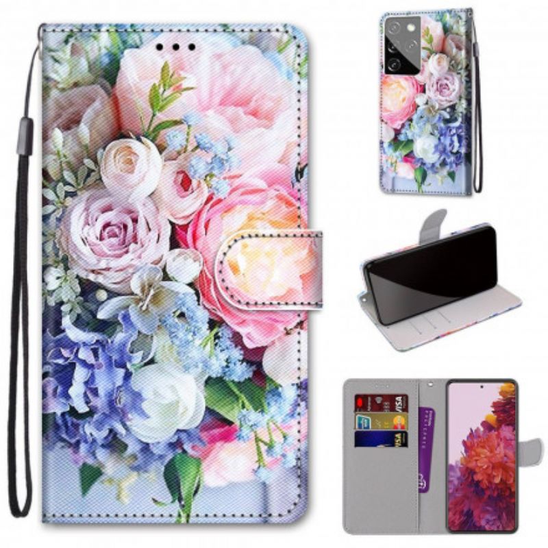 Læder Cover Samsung Galaxy S21 Ultra 5G Blomstervidunder