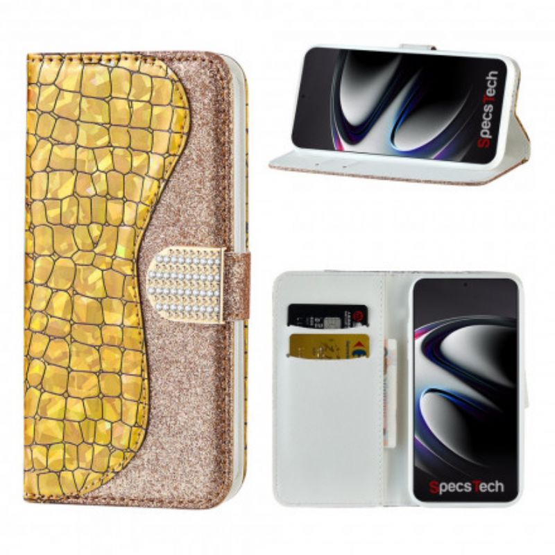 Læder Cover Samsung Galaxy S21 Ultra 5G Croc Diamanter