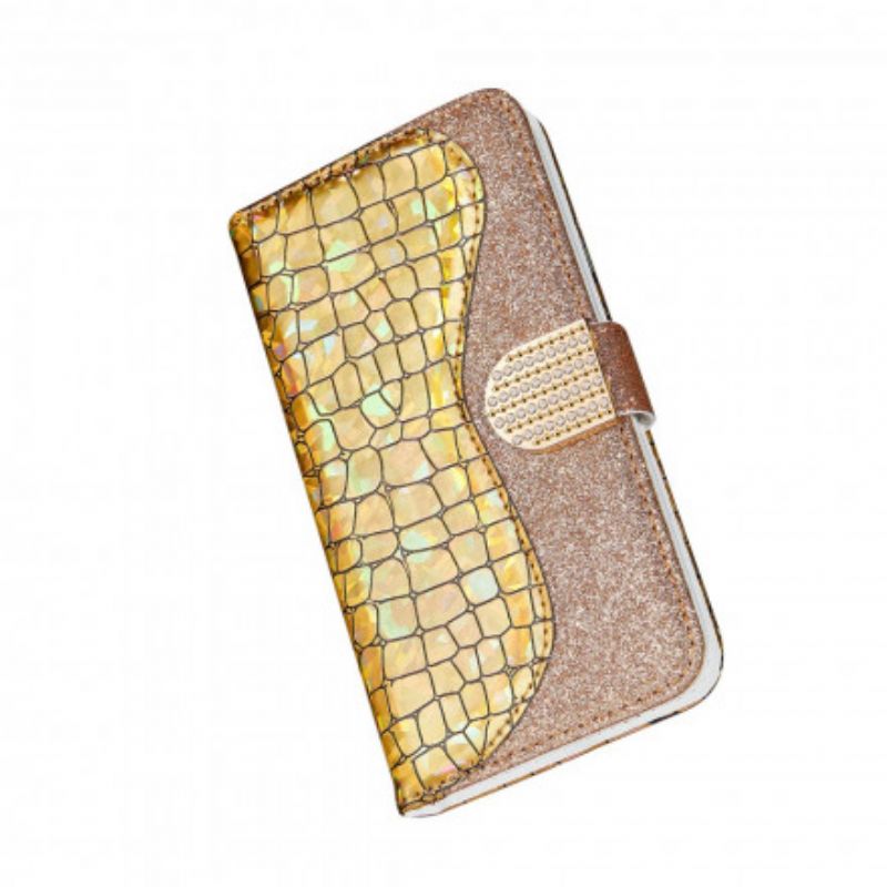 Læder Cover Samsung Galaxy S21 Ultra 5G Croc Diamanter