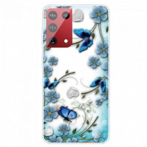 Mobilcover Samsung Galaxy S21 Ultra 5G Retro Sommerfugle Og Blomster