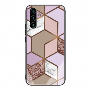 Cover Samsung Galaxy A13 5G Geometri Marmor Hærdet Glas