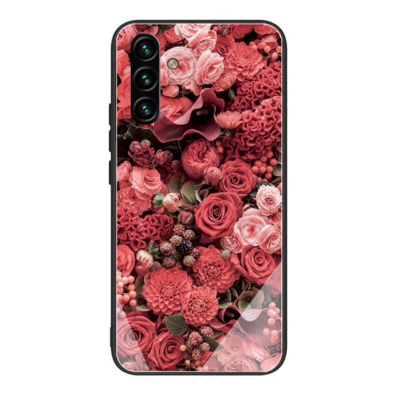 Cover Samsung Galaxy A13 5G Hærdet Glas Lyserøde Blomster