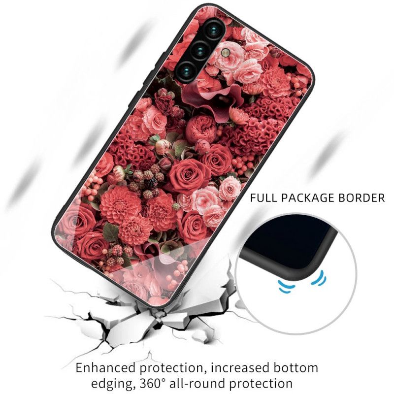 Cover Samsung Galaxy A13 5G Hærdet Glas Lyserøde Blomster