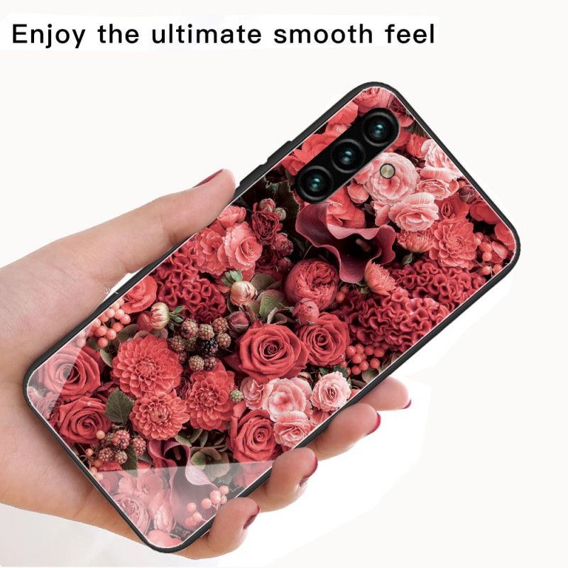 Cover Samsung Galaxy A13 5G Hærdet Glas Lyserøde Blomster