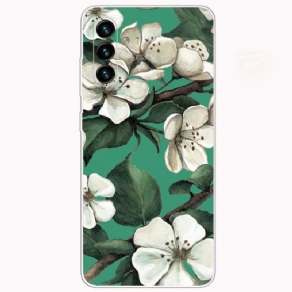 Cover Samsung Galaxy A13 5G Hvide Malede Blomster