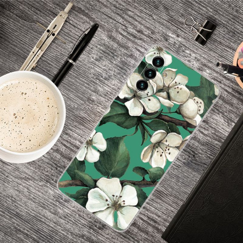 Cover Samsung Galaxy A13 5G Hvide Malede Blomster