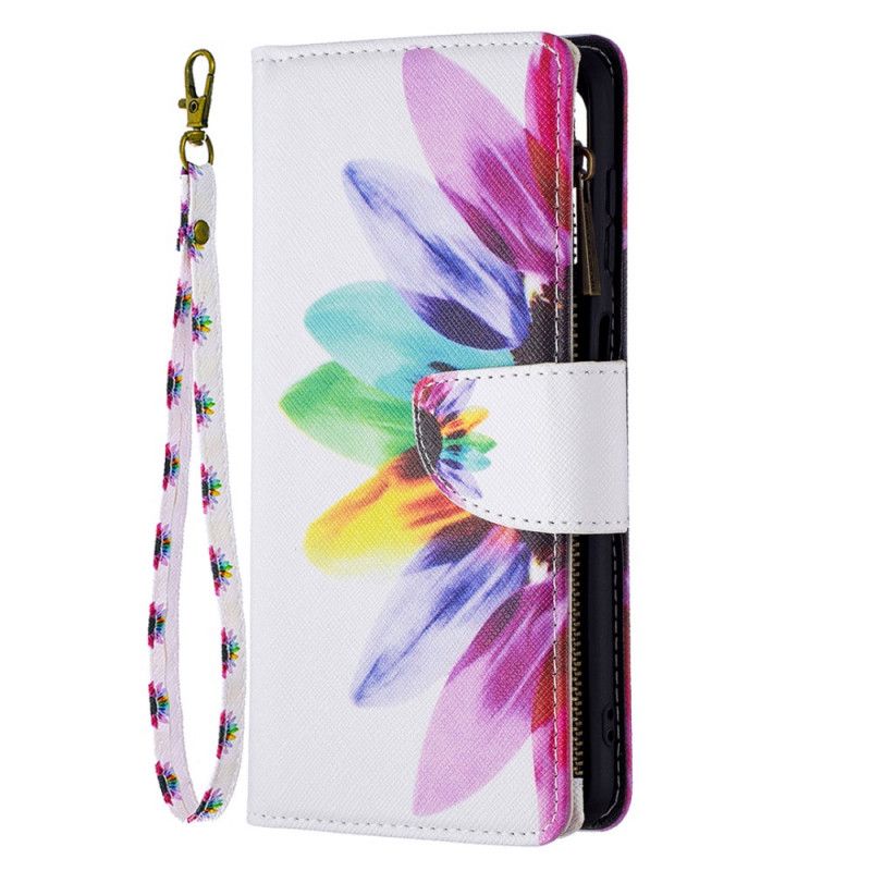 Flip Cover Samsung Galaxy A13 5G Blomsterlomme Med Lynlås