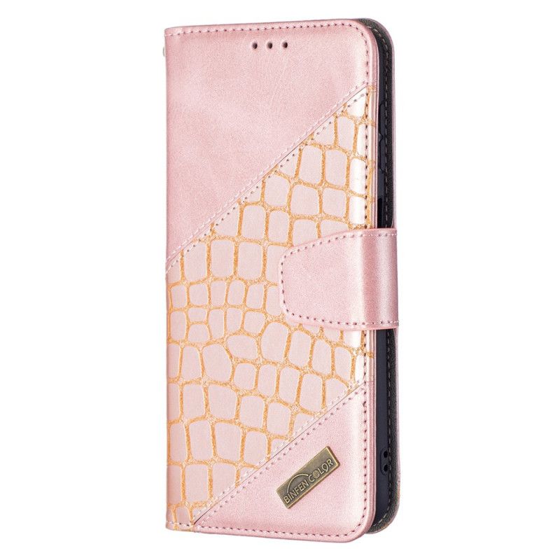 Flip Cover Samsung Galaxy A13 5G Klassisk Krokodilleskindseffekt