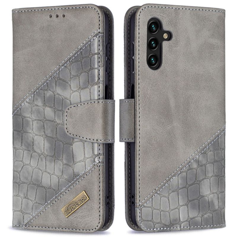 Flip Cover Samsung Galaxy A13 5G Klassisk Krokodilleskindseffekt