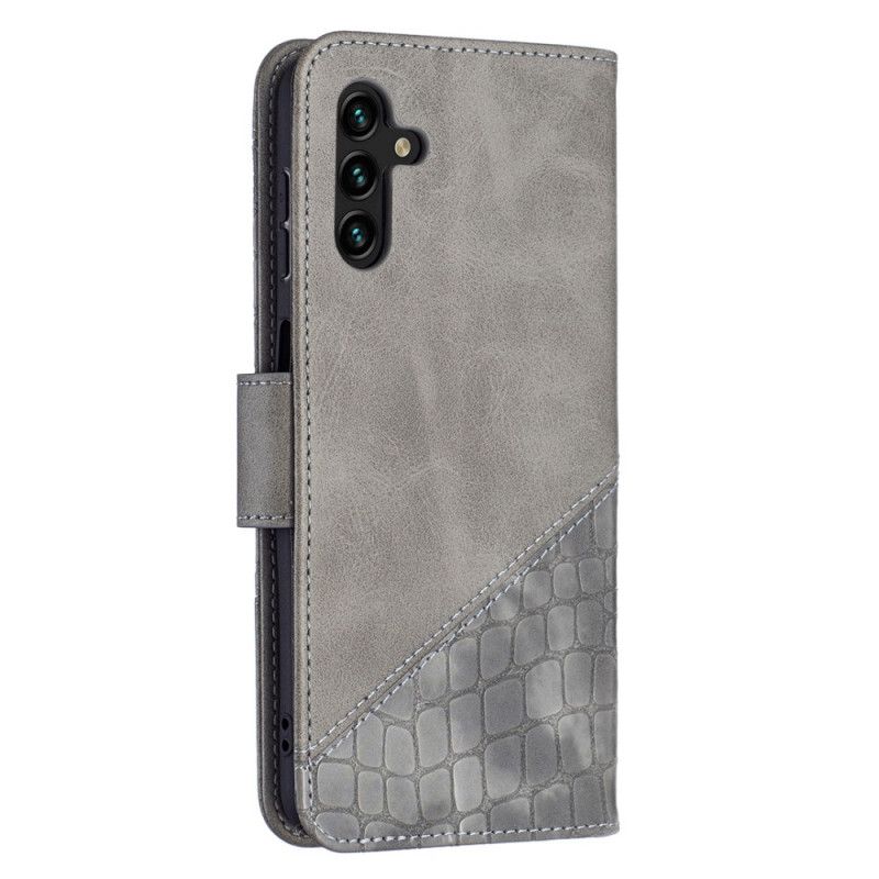 Flip Cover Samsung Galaxy A13 5G Klassisk Krokodilleskindseffekt