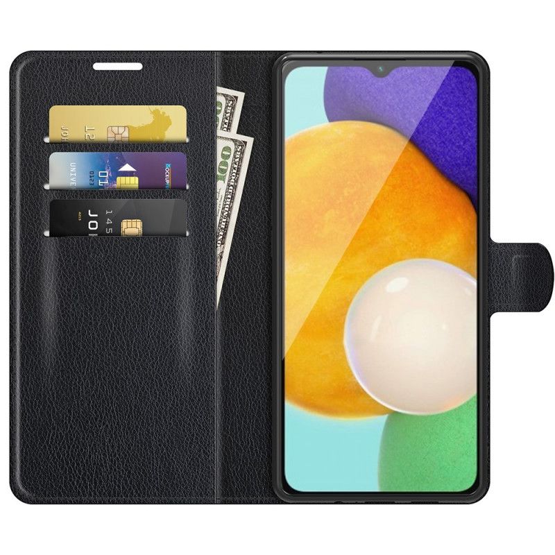 Flip Cover Samsung Galaxy A13 5G Klassisk Litchi-lædereffekt