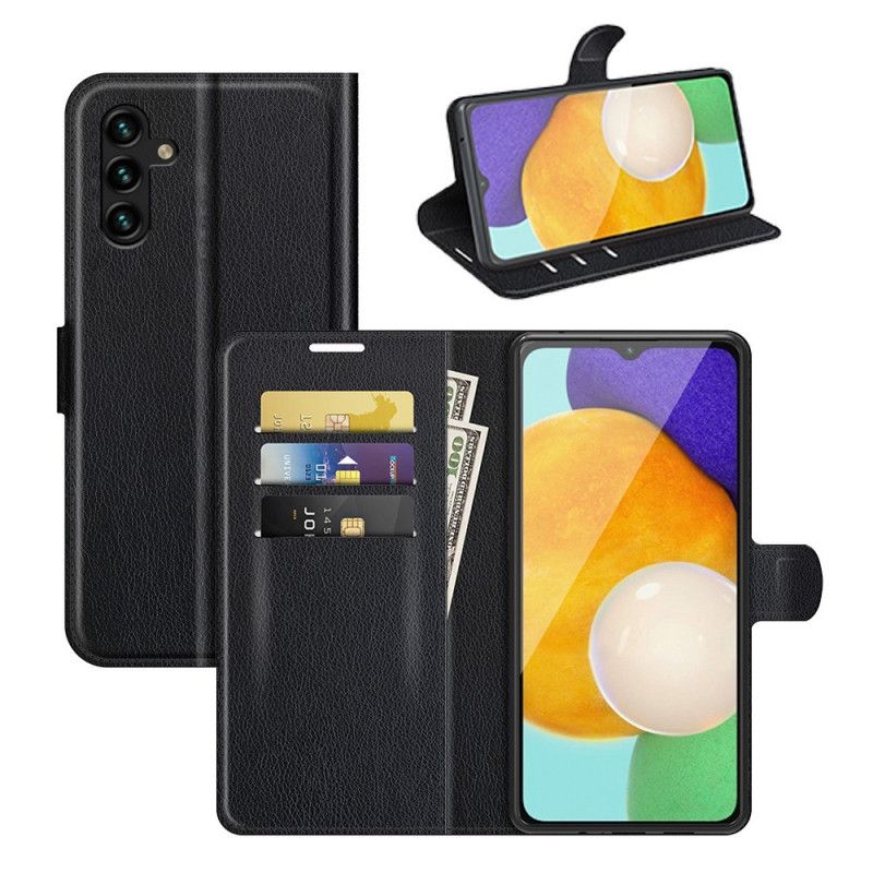 Flip Cover Samsung Galaxy A13 5G Klassisk Litchi-lædereffekt