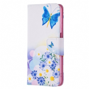 Flip Cover Samsung Galaxy A13 5G Malede Sommerfugle Og Blomster