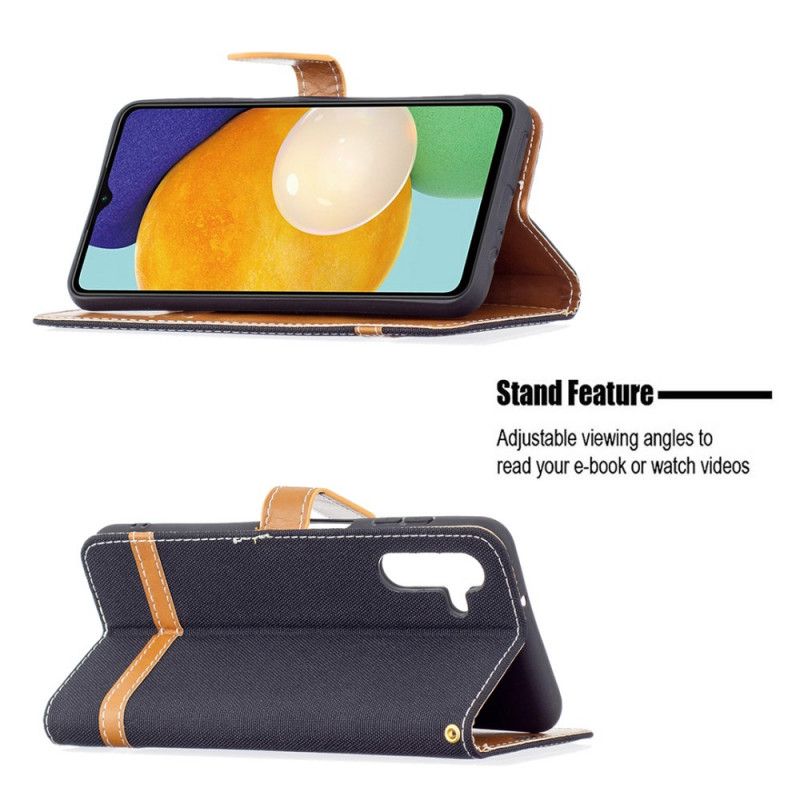 Flip Cover Samsung Galaxy A13 5G Med Snor Strop I Stof Og Læderlook