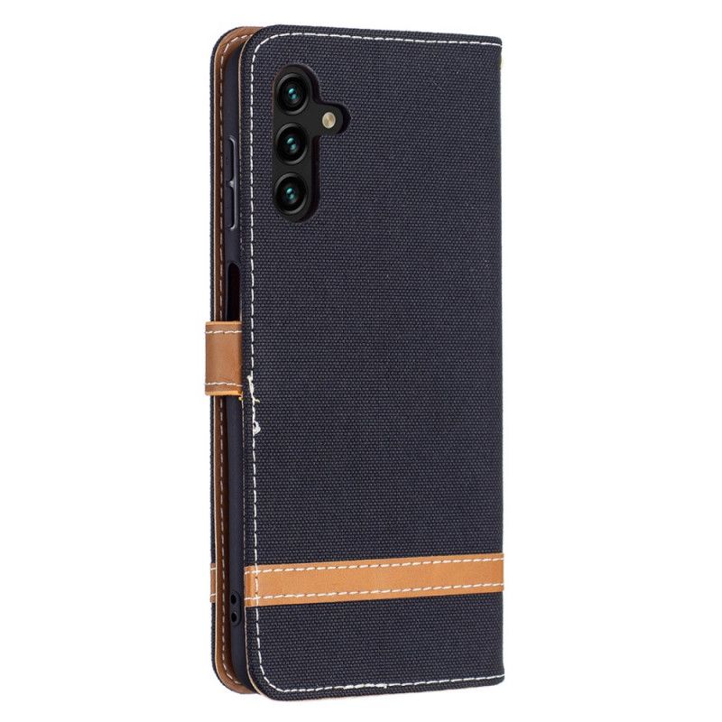 Flip Cover Samsung Galaxy A13 5G Med Snor Strop I Stof Og Læderlook