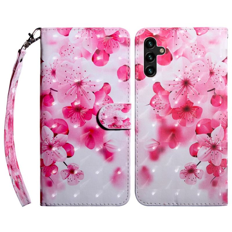 Flip Cover Samsung Galaxy A13 5G Pink Blomster