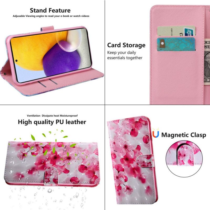 Flip Cover Samsung Galaxy A13 5G Pink Blomster