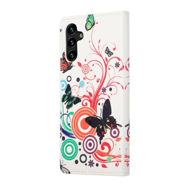 Flip Cover Samsung Galaxy A13 5G Sommerfugle Og Blomster