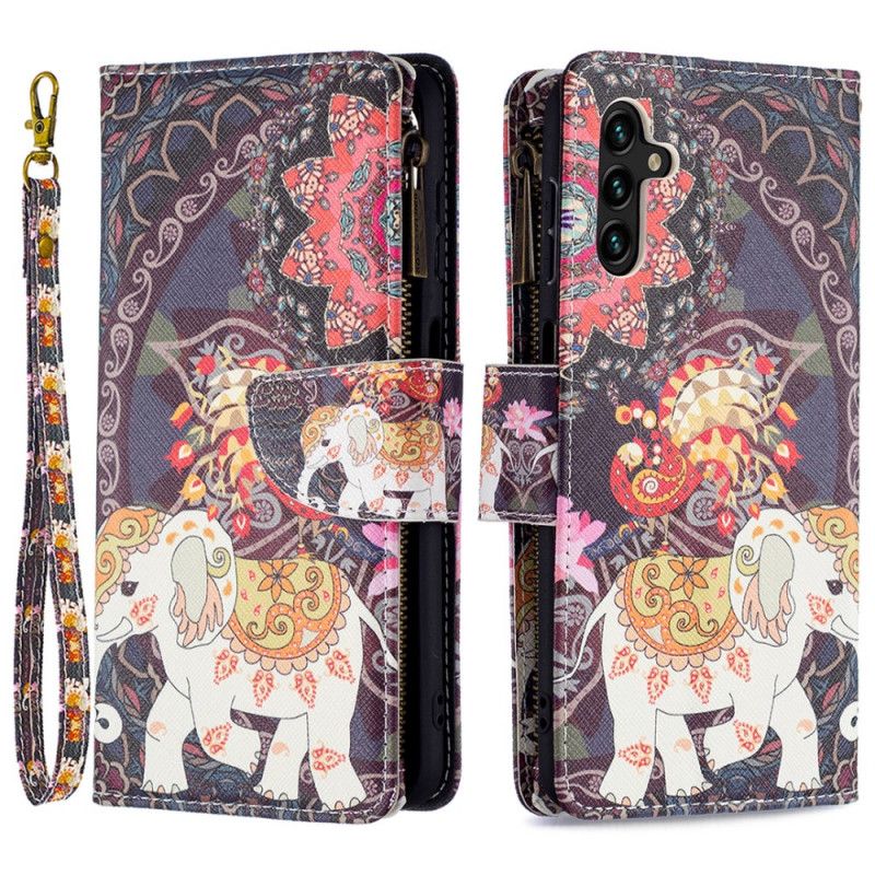 Læder Cover Samsung Galaxy A13 5G Elefant Lynlåslomme