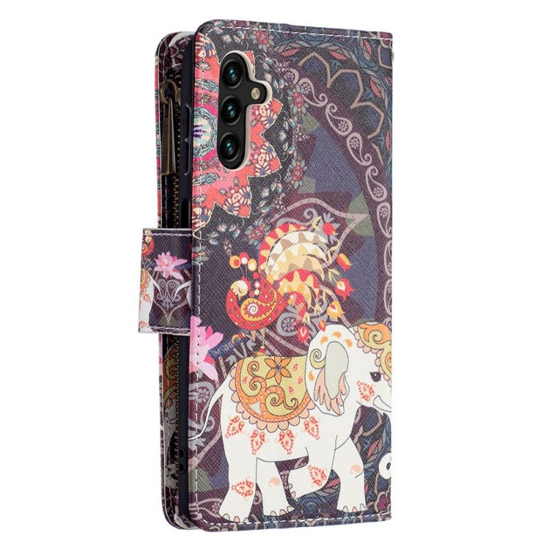 Læder Cover Samsung Galaxy A13 5G Elefant Lynlåslomme