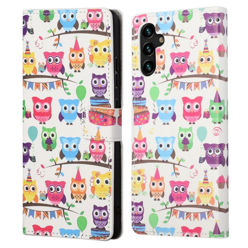 Læder Cover Samsung Galaxy A13 5G Flere Ugler