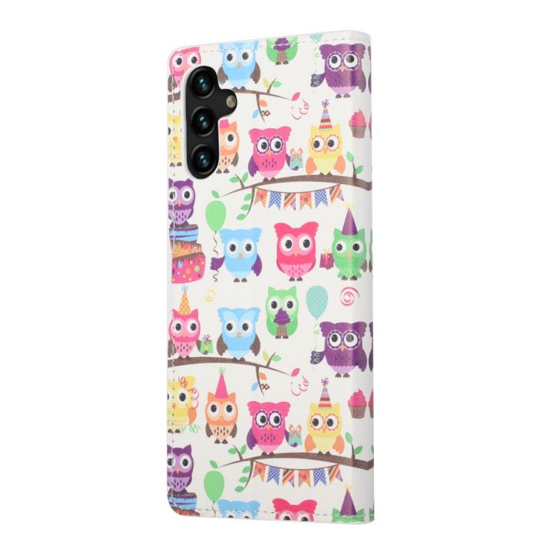 Læder Cover Samsung Galaxy A13 5G Flere Ugler